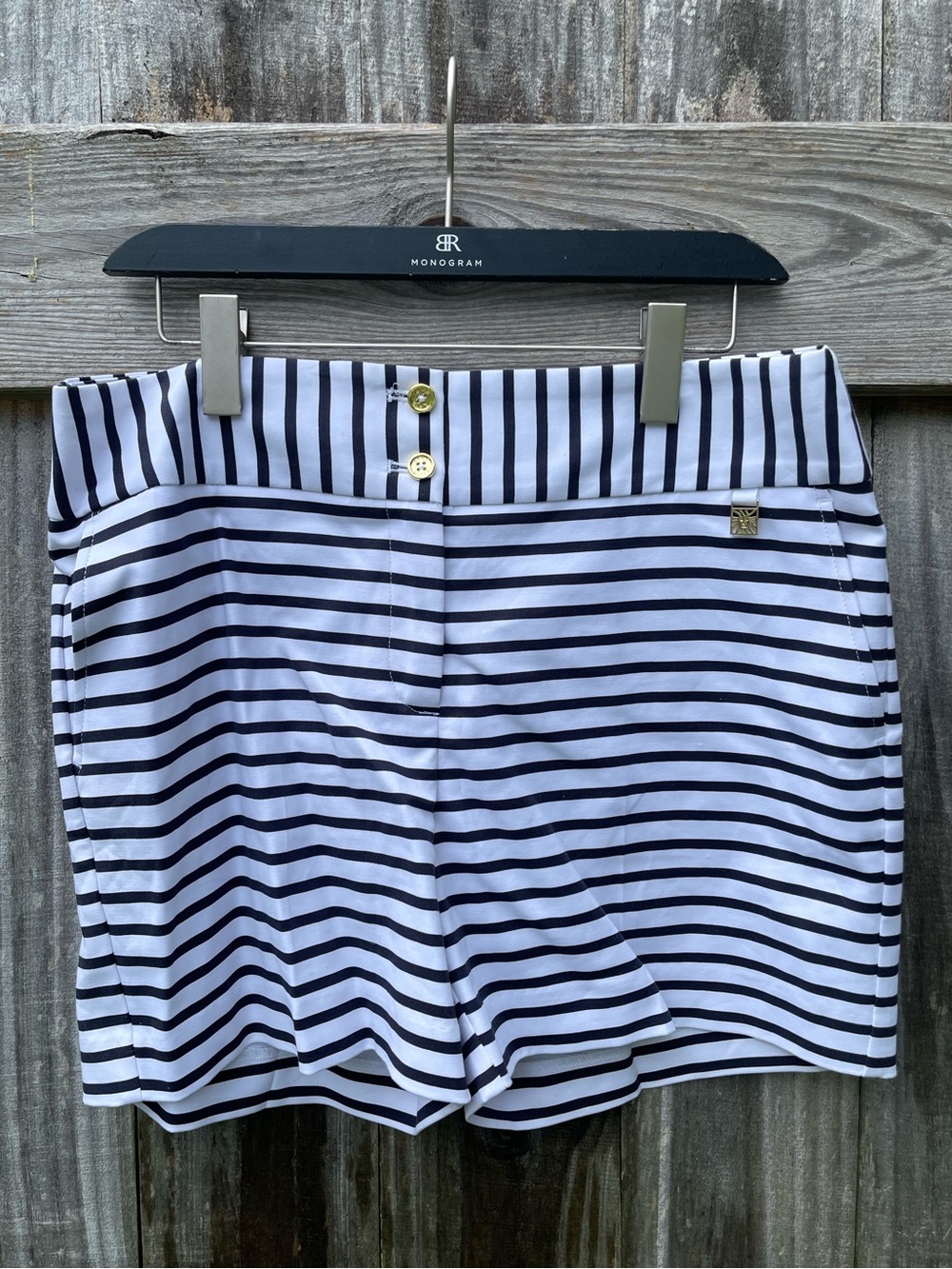 Anne Klein Navy and White Striped Bermuda Shorts SZ 10